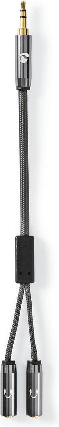 Nedis Stereo-Audiokabel - 3,5 mm Male - 2x 3,5 mm Female - Verguld - 0.20 m - Rond - Grijs / Gun Metal Grijs - Cover Window Box - afbeelding 3