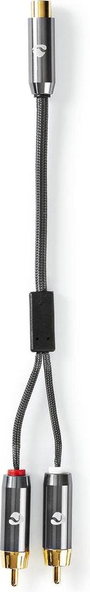 Nedis Subwoofer-Kabel - 2x RCA Male - RCA Female - Verguld - 0.20 m - Rond - 4.5 mm - Antraciet / Gun Metal Grijs - Cover Window Box - afbeelding 3