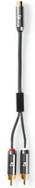 Nedis Subwoofer-Kabel - 2x RCA Male - RCA Female - Verguld - 0.20 m - Rond - 4.5 mm - Antraciet / Gun Metal Grijs - Cover Window Box - afbeelding 1