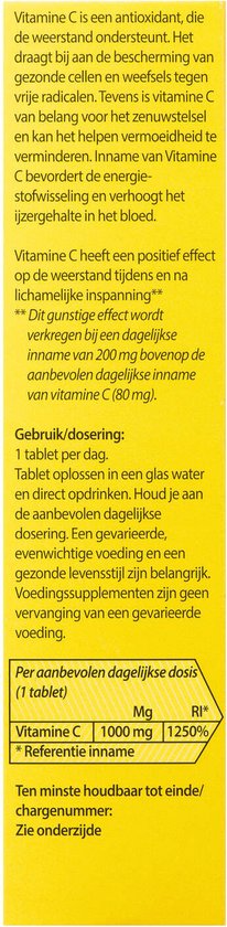 Roter Vitamine C 1000mg bruis - Hoge dosering vitamine C ter ondersteuning van je weerstand - 40 bruistabletten met citroensmaak - afbeelding 2