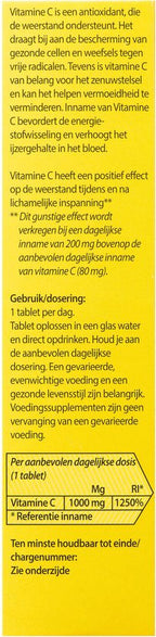 Roter Vitamine C 1000mg bruis - Hoge dosering vitamine C ter ondersteuning van je weerstand - 40 bruistabletten met citroensmaak - afbeelding 2
