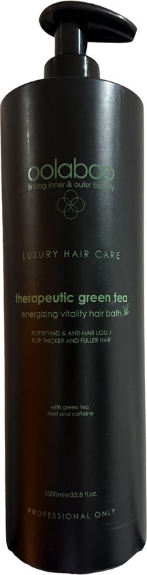 Oolaboo Therapeutic Green Tea Energizing Vitality Shampoo 1000 ml voor dikker en voller haar - afbeelding 2