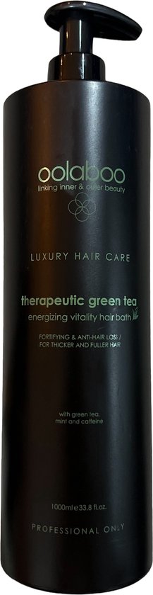 Oolaboo Therapeutic Green Tea Energizing Vitality Shampoo 1000 ml voor dikker en voller haar - afbeelding 3