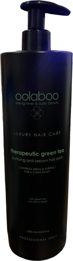 Oolaboo Therapeutic Green Tea Shampoo 1000ml anti sebum (anti vet) - afbeelding 2