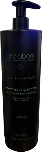 Oolaboo Therapeutic Green Tea Shampoo 1000ml anti sebum (anti vet) - afbeelding 2