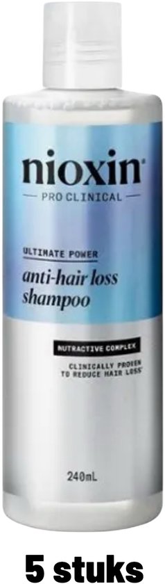 5 Stuks Nioxin Anti-Hairloss Shampoo - 240ml- Normale shampoo - Voor Alle haartypes -Totaal 1200 ml NU EXTRA VOORDELIG - afbeelding 1