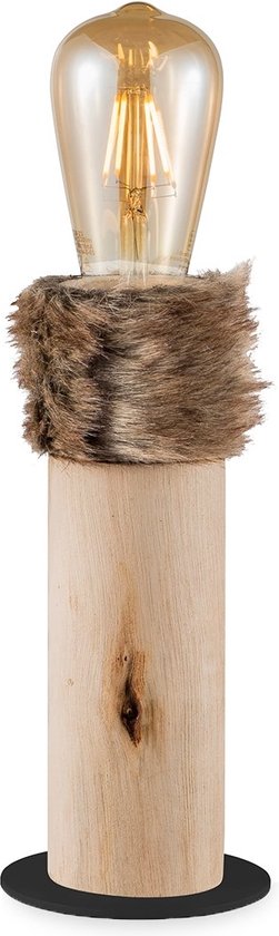 Home Sweet Home - Landelijke tafellamp Furdy - 12/12/25cm - bedlampje - geschikt voor E27 LED lichtbron - gemaakt van Hout - afbeelding 1