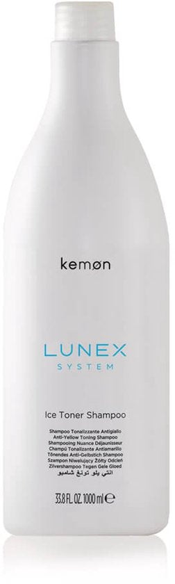 Kemon Lunex Ice Toner Hydraterende en Verzachtende Shampoo Verwijdert Gele Tinten 1000ml - afbeelding 1