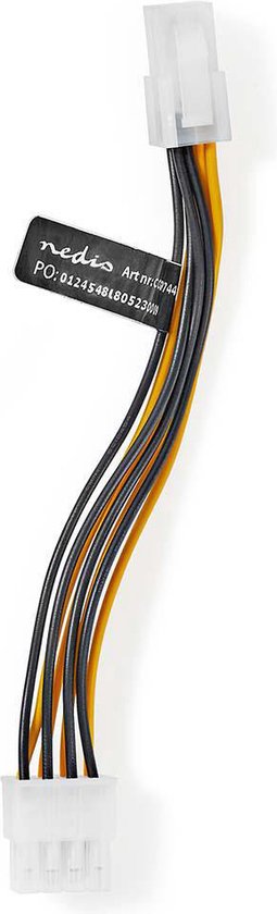 Nedis Interne Voedingskabel - EPS 8-Pins Male - P4 Female - Verguld - 0.15 m - Rond - PVC - Geel / Zwart - Envelop - afbeelding 7