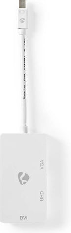 Nedis DisplayPort-Adapter - Mini-DisplayPort Male - DVI-D 24+1-Pins Female / HDMI Output / VGA Female 15p - 4K@60Hz - Vernikkeld - Schakelbaar - 0.20 m - Rond - ABS - ABS - Wit - Doos - afbeelding 1