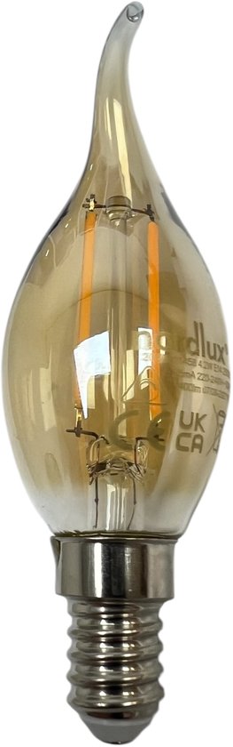6 x Nordlux LED Filament E14 lamp 4,2w (35w) Dimbaar Kaarsmodel met Tip Warm licht (Gold Finish) ideaal voor oa Kroonluchters - afbeelding 2