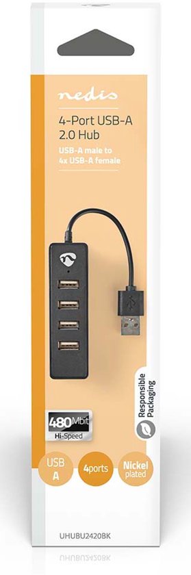 Nedis USB-Hub - USB-A Male - 4x USB A Female - 4-Poorts poort(en) - USB 2.0 - USB Gevoed - afbeelding 16