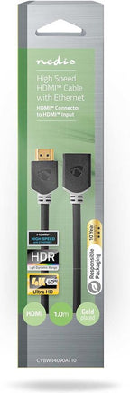 Nedis High Speed ​​HDMI-Kabel met Ethernet - HDMI Connector - HDMI Output - 4K@60Hz - ARC - 18 Gbps - 1.00 m - Rond - PVC - Antraciet - Doos - afbeelding 4