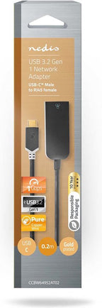 Nedis USB-netwerkadapter - USB 3.2 Gen 1 - 1000 Mbps - USB-C Male - RJ45 Female - 0.20 m - Rond - Verguld - Vertind-Koper - Antraciet - Doos - afbeelding 9