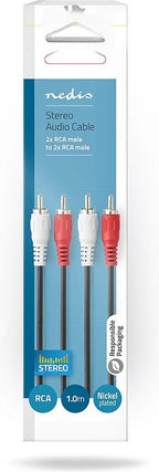 Nedis Stereo-Audiokabel - 2x RCA Male - 2x RCA Male - Vernikkeld - m - Rond - Zwart - afbeelding 68