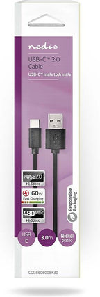 USB-Kabel - USB 2.0 - USB-A Male - USB-C Male - W - 480 Mbps - Vernikkeld - m - Rond - PVC - afbeelding 41