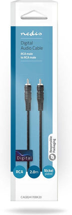 Nedis Digitale Audiokabel - RCA Male - RCA Male - Vernikkeld - 2.00 m - Rond - PVC - Zwart - Doos - afbeelding 2