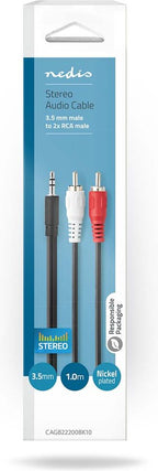 Nedis Stereo-Audiokabel - 3,5 Male - 2x RCA Male - Vernikkeld - m - Rond - Zwart - Doos - afbeelding 15