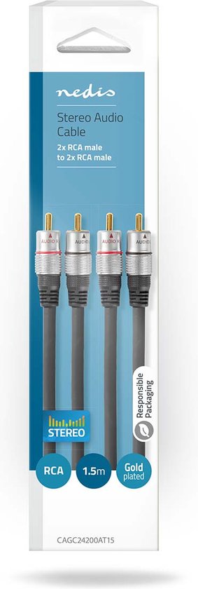 Stereo-Audiokabel | 2x RCA Male - 2x RCA Male | m | Antraciet - afbeelding 3
