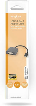 Nedis USB-C Adapter - USB 3.2 Gen 1 - USB-C Male - DVI-D 24+1-Pins Female - 1080p - 0.20 m - Rond - Vernikkeld - PVC - Zwart - Doos - afbeelding 1