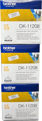 3 stuks originele Brother DK-11208 adreslabel (38mm x 90mm) 3 x 400 st - afbeelding 1