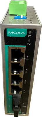 Moxa EDS-205A-M-ST-T netwerk-switch Unmanaged Fast Ethernet (10/100) Zwart, Groen, Zilver - afbeelding 1