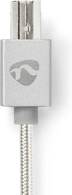 Nedis USB-Kabel - USB 2.0 - USB-A Male - USB-B Male - 10 W - 480 Mbps - Verguld - 2.00 m - Rond - Gevlochten / Nylon - Aluminium - Cover Window Box - afbeelding 3