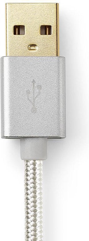 Nedis USB-Kabel - USB 2.0 - USB-A Male - USB-A Male - 10 W - 480 Mbps - Verguld - 2.00 m - Rond - Gevlochten / Nylon - Aluminium - Cover Window Box - afbeelding 3
