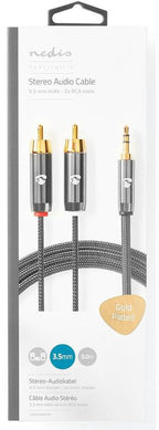 Nedis Stereo-Audiokabel - 3,5 mm Male - 2x RCA Male - Verguld - 5.00 m - Rond - Gun Metal Grijs - Cover Window Box - afbeelding 9