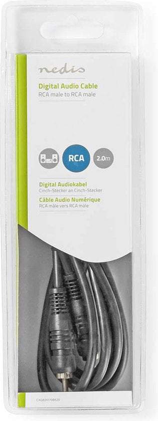 Nedis Digitale Audiokabel - RCA Male - RCA Male - Vernikkeld - 2.00 m - Rond - PVC - Zwart - Doos - afbeelding 3