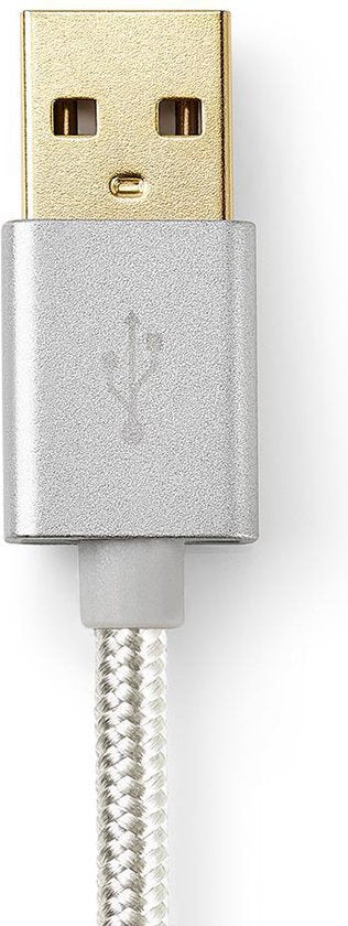 Nedis 2-in-1-Kabel - USB 2.0 - USB-A Male - Apple Lightning 8-Pins / USB Micro-B Male - 480 Mbps - 2.00 m - Verguld - Rond - Gevlochten - Aluminium - Cover Window Box - afbeelding 4