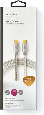 USB-Kabel | USB 2.0 | USB-C™ Male | USB-C™ Male | 480 Mbps | Verguld | m | Rond | Gebreid / Nylon | Zilver | Cover Window Box - afbeelding 16