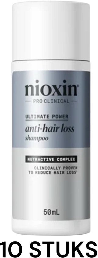 Nioxin Anti-Hairloss Shampoo 10 stuks ( TOTAAL 500ML )Reisverpakking à 50 ml- Normale shampoo - Voor Alle haartypes - afbeelding 1