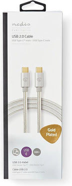 USB voor Synchroniseren, Opladen en AV-Ondersteuning | Verguld | USB C™ Male naar USB C™ Male | Voor Aansluiten van Smartphones en Mobiele Apparaten - afbeelding 5