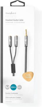Nedis Stereo-Audiokabel - 3,5 mm Male - 2x 3,5 mm Female - Verguld - 0.20 m - Rond - Grijs / Gun Metal Grijs - Cover Window Box - afbeelding 11