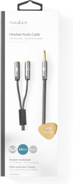 Nedis Stereo-Audiokabel - 3,5 mm Male - 2x 3,5 mm Female - Verguld - 0.20 m - Rond - Grijs / Gun Metal Grijs - Cover Window Box - afbeelding 18