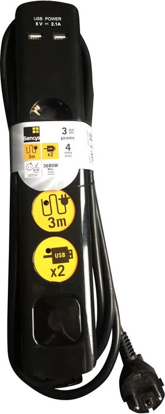 Sencys Stekkerdoos - USB - 4-polig - 3m - afbeelding 1