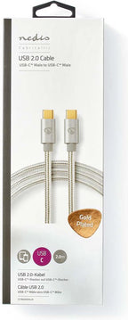USB-Kabel | USB 2.0 | USB-C™ Male | USB-C™ Male | 480 Mbps | Verguld | m | Rond | Gebreid / Nylon | Zilver | Cover Window Box - afbeelding 5
