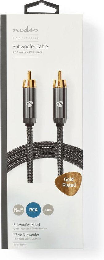 Nedis - RCA Male - RCA Male - Verguld - m - Rond - Gun Metal Grijs - Cover Box - afbeelding 4