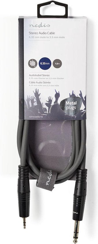 Nedis Stereo audiokabel 6.35mm M-3.5mm M Grijs - afbeelding 3