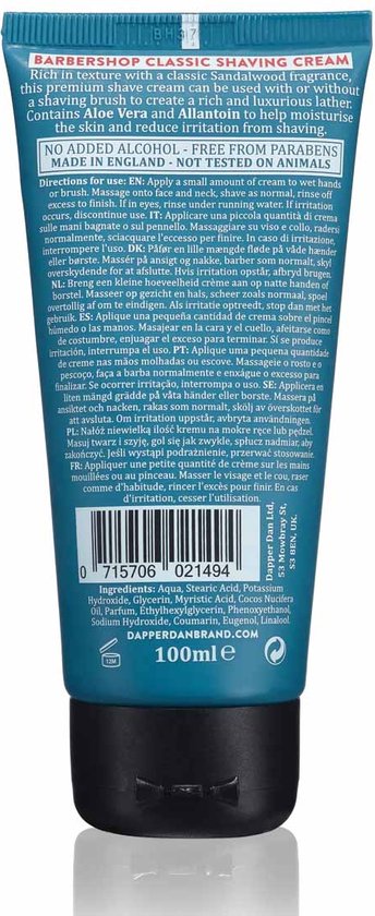 Dapper Dan Shaving Cream 100 ML - afbeelding 3