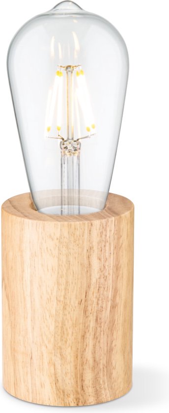 Home Sweet Home - Landelijke tafellamp Eliaz Rond - 7/7/10cm - bedlampje - geschikt voor E27 LED lichtbron - gemaakt van Hout - afbeelding 1