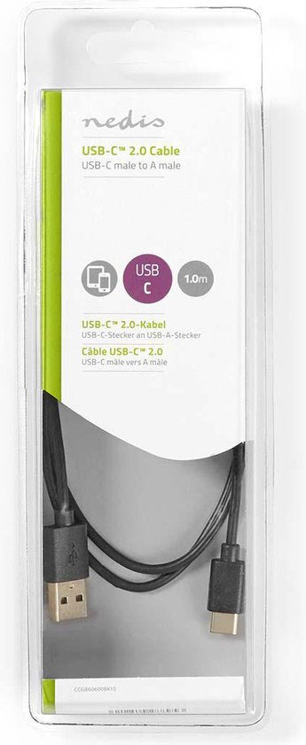 USB-Kabel - USB 2.0 - USB-A Male - USB-C Male - W - 480 Mbps - Vernikkeld - m - Rond - PVC - afbeelding 16
