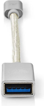 Nedis USB-C Adapter - USB 3.2 Gen 1 - USB-C Male - USB-A Female - 5 Gbps - 0.20 m - Rond - Verguld - Gevlochten / Nylon - Zilver - Cover Window Box - afbeelding 2