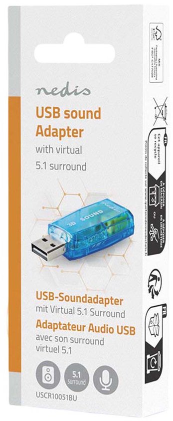 Nedis Geluidskaart - 5.1 - USB 2.0 - Microfoonaansluiting: 1x 3.5 mm - Headset-aansluiting: 3.5 mm Male - afbeelding 9