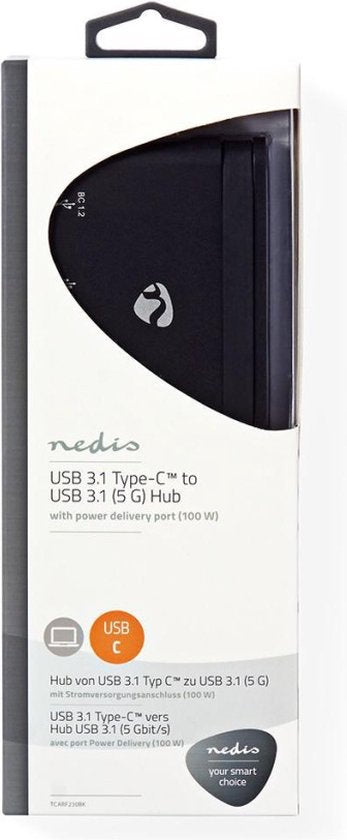 Nedis Computer Hub  USB-C™  2x USB-C™ / 2x USB 3.0 (5 G)  Power Delivery: 100 W  Zwart - afbeelding 4