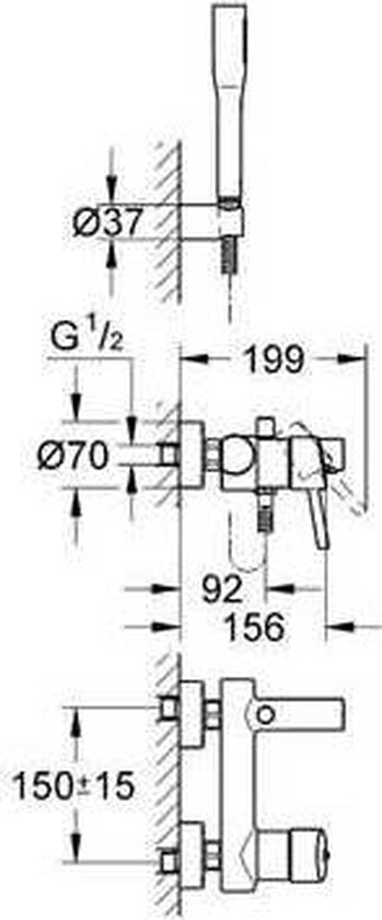 GROHE Concetto Badkraan - met handdouche - 15cm - chroom - 32212001 - afbeelding 9