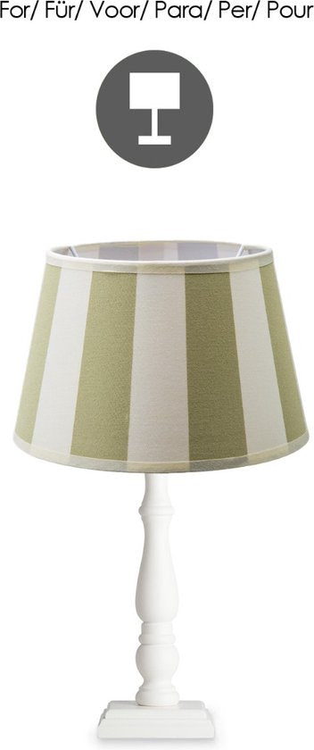 Home Sweet Home - Stoffen - Striped Lampenkap - Conisch - Wit + Groen - Minimalistische stijl - 20 x 15 x 13 cm - E27 fitting - voor tafellampen - - afbeelding 12