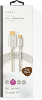 Nedis USB-C Adapter - USB 3.2 Gen 1 - USB-C Male - HDMI Connector - 4K@60Hz - 18 Gbps - 2.00 m - Rond - Verguld - Gevlochten / Nylon - Aluminium - Cover Window Box - afbeelding 5