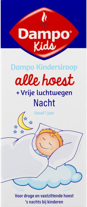 Dampo Kids Nacht Kindersiroop Alle Hoest + Vrije luchtwegen - Voor droge en vastzittende hoest 's nachts bij kinderen - Verlichting en verzachting bij het hoesten - Vanaf 1 jaar - Medisch hulpmiddel - 100 ml - afbeelding 1